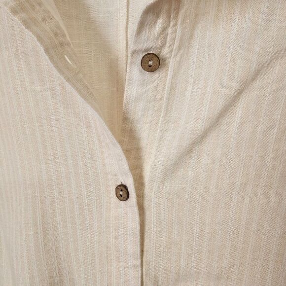 EUC BLU PEPPER PINSTRIPE LINEN BLEND BUTTON DOWN SHIRT TOP SIZE M - Picture 5 of 13